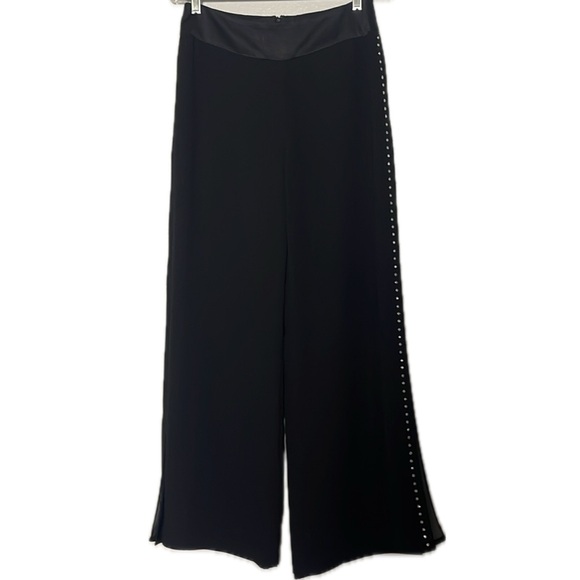 JS Collection Vintage Rhinestone Side Slits High Waisted Pants Black Medium - Picture 2 of 5
